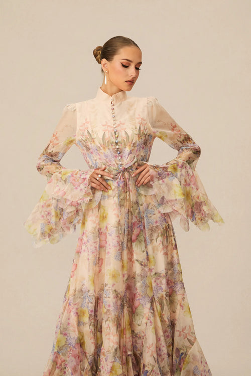 Robe longue à volant