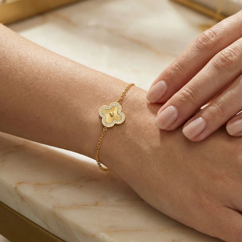 Clover Zircon Chain Bracelet