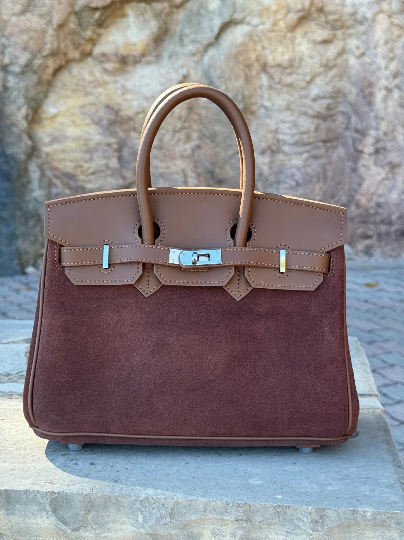 Sac Boston daim bordeaux